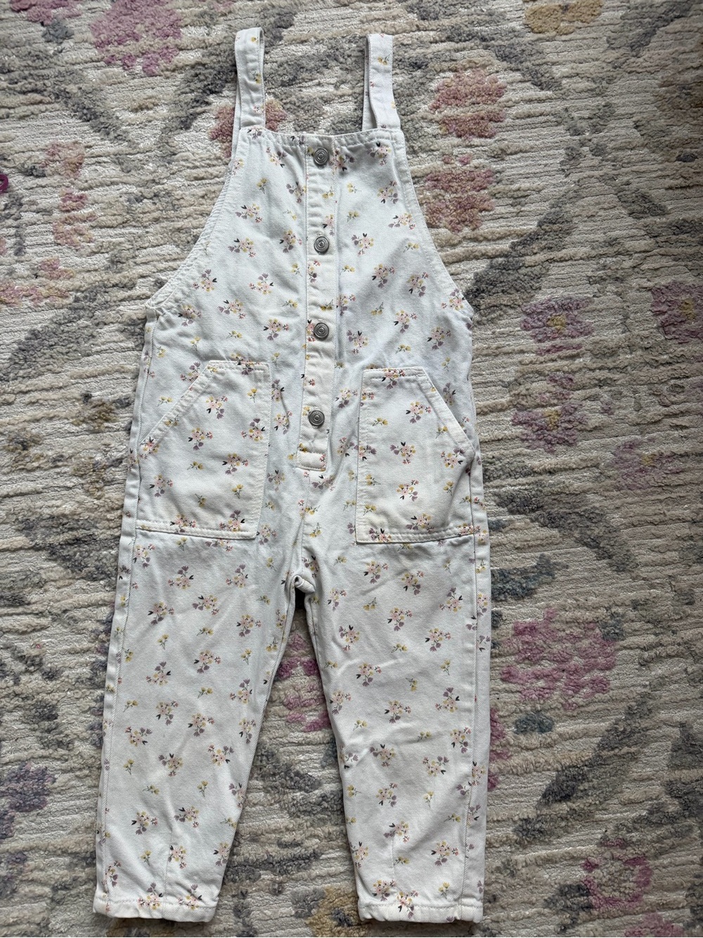Zara Girls Floral Print White Overalls Jumpsuit
